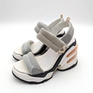 Ash Cosmos Platform Wedge Sandals Open Toe Women's White/Silver Size US5 EU35